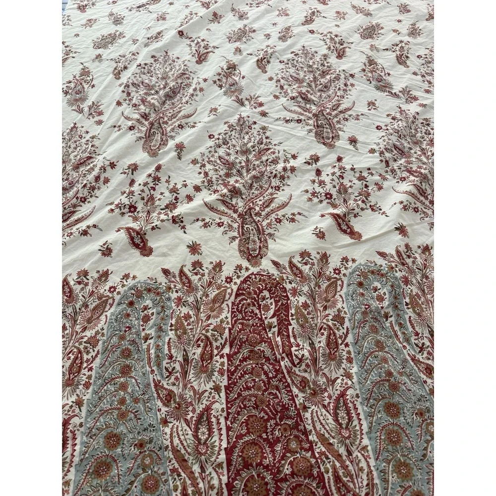 Pottery Barn Queen Duvet Cover Red Blue Paisley Floral Boho 2011 Made in Israel